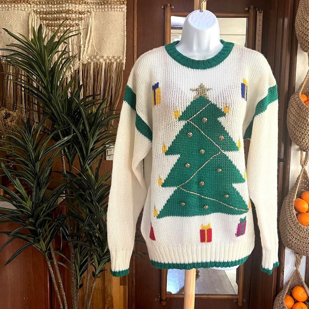 Holiday Tree Sweater - Green and Cream